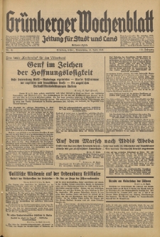 Gr&uuml;nberger Wochenblatt: Zeitung f&uuml;r Stadt und Land, No. 89. (16. April 1936)
