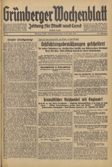 Grünberger Wochenblatt: Zeitung für Stadt und Land, No. 91. (18./19. April 1936)