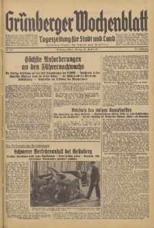 Gr&uuml;nberger Wochenblatt: Tageszeitung f&uuml;r Stadt und Land, No. 96. (24. April 1936)