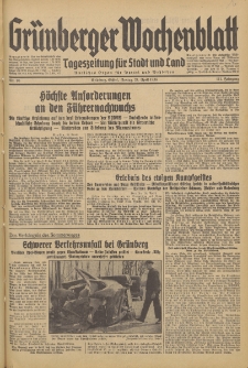 Grünberger Wochenblatt: Tageszeitung für Stadt und Land, No. 96. (24. April 1936)
