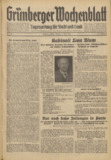 Gr&uuml;nberger Wochenblatt: Tageszeitung f&uuml;r Stadt und Land, No. 129. (5. Juni 1936)