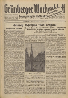Gr&uuml;nberger Wochenblatt: Tageszeitung f&uuml;r Stadt und Land, No. 136. (13./14. Juni 1936)