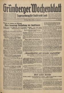 Gr&uuml;nberger Wochenblatt: Tageszeitung f&uuml;r Stadt und Land, No. 141. (19. Juni 1936)