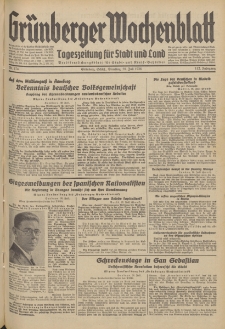 Gr&uuml;nberger Wochenblatt: Tageszeitung f&uuml;r Stadt und Land, No. 174. (28. Juli 1936)