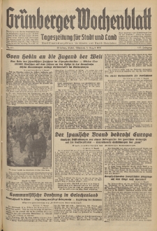 Gr&uuml;nberger Wochenblatt: Tageszeitung f&uuml;r Stadt und Land, No. 181. (5. August 1936)