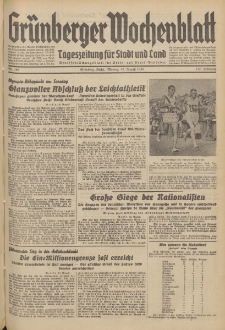 Grünberger Wochenblatt: Tageszeitung für Stadt und Land, No. 185. (10. August 1936)