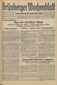 Gr&uuml;nberger Wochenblatt: Tageszeitung f&uuml;r Stadt und Land, No. 190. (15./16. August 1936)