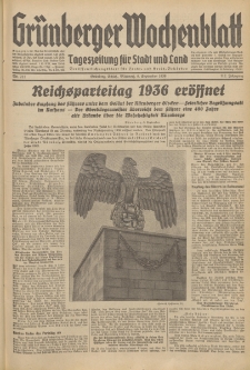Gr&uuml;nberger Wochenblatt: Tageszeitung f&uuml;r Stadt und Land, No. 211. (9. September 1936)