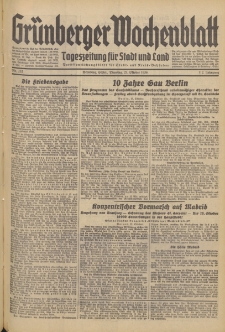 Gr&uuml;nberger Wochenblatt: Tageszeitung f&uuml;r Stadt und Land, No. 252. (27. Oktober 1936)