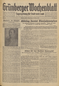Gr&uuml;nberger Wochenblatt: Tageszeitung f&uuml;r Stadt und Land, No. 254. (29. Oktober 1936)