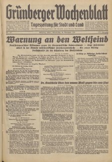 Gr&uuml;nberger Wochenblatt: Tageszeitung f&uuml;r Stadt und Land, No. 277. (26. November 1936)