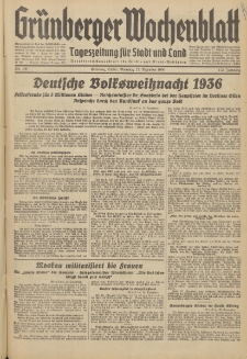 Gr&uuml;nberger Wochenblatt: Tageszeitung f&uuml;r Stadt und Land, No. 299. (22. Dezember 1936)