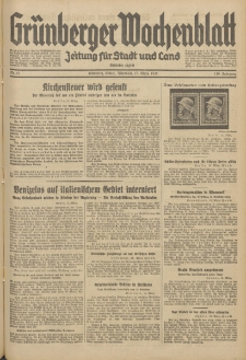 Gr&uuml;nberger Wochenblatt: Zeitung f&uuml;r Stadt und Land, No. 61. (13. M&auml;rz 1935)