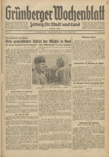 Grünberger Wochenblatt: Zeitung für Stadt und Land, No. 88. (13./14. April 1935)