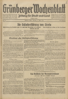 Gr&uuml;nberger Wochenblatt: Zeitung f&uuml;r Stadt und Land, No. 89. (15. April 1935)
