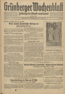 Grünberger Wochenblatt: Zeitung für Stadt und Land, No. 92. (18./19. April 1935)