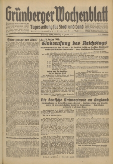 Grünberger Wochenblatt: Tageszeitung für Stadt und Land, No. 21. (26. Januar 1937)