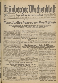 Grünberger Wochenblatt: Tageszeitung für Stadt und Land, No. 38. (15. Februar 1937)