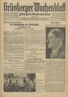 Grünberger Wochenblatt: Zeitung für Stadt und Land, No. 93. (20./21. April 1935)