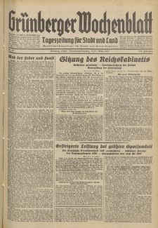 Grünberger Wochenblatt: Tageszeitung für Stadt und Land, No. 67. (20./21. März 1937)