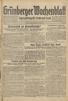 Grünberger Wochenblatt: Tageszeitung für Stadt und Land, No. 96. (26. April 1937)