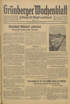Gr&uuml;nberger Wochenblatt: Zeitung f&uuml;r Stadt und Land, No. 110. (13. Mai 1935)