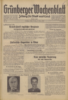 Gr&uuml;nberger Wochenblatt: Zeitung f&uuml;r Stadt und Land, No. 240. (14. Oktober 1935)