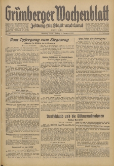 Gr&uuml;nberger Wochenblatt: Zeitung f&uuml;r Stadt und Land, No. 262. (8. November 1935)