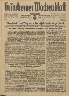 Grünberger Wochenblatt: Tageszeitung für Stadt und Land, No. 13. (17. Januar 1938)