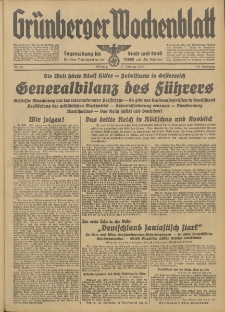 Grünberger Wochenblatt: Tageszeitung für Stadt und Land, No. 43. (21. Februar 1938)