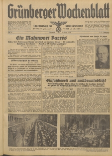 Grünberger Wochenblatt: Tageszeitung für Stadt und Land, No. 51. (2. März 1938)