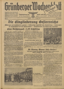 Grünberger Wochenblatt: Tageszeitung für Stadt und Land, No. 65. (18. März 1938)
