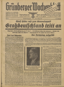 Grünberger Wochenblatt: Tageszeitung für Stadt und Land, No. 66. (19./20. März 1938)