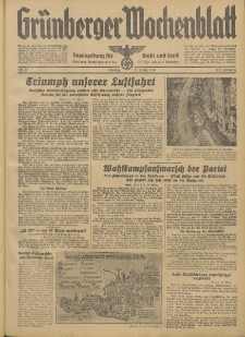 Grünberger Wochenblatt: Tageszeitung für Stadt und Land, No. 67. (21. März 1938)