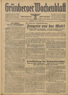 Grünberger Wochenblatt: Tageszeitung für Stadt und Land, No. 69. (23. März 1938)