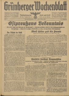 Grünberger Wochenblatt: Tageszeitung für Stadt und Land, No. 72. (26./27. März 1938)