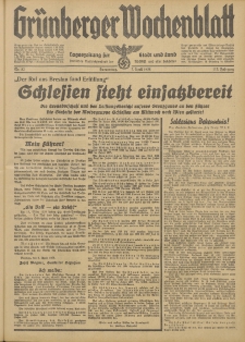 Grünberger Wochenblatt: Tageszeitung für Stadt und Land, No. 82. (7. April 1938)