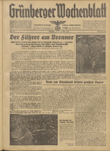 Grünberger Wochenblatt: Tageszeitung für Stadt und Land, No. 102. (3. Mai 1938)