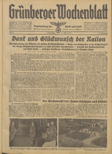 Grünberger Wochenblatt: Tageszeitung für Stadt und Land, No. 92. (21. April 1938)