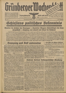 Grünberger Wochenblatt: Tageszeitung für Stadt und Land, No. 134. (11./12. Juni 1938)