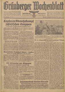 Grünberger Wochenblatt: Tageszeitung für Stadt und Land, No. 14. (17./18. Januar 1942)