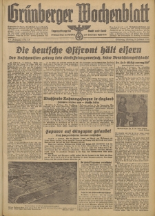 Grünberger Wochenblatt: Tageszeitung für Stadt und Land, No. 33. (9. Februar 1942)