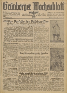 Gr&uuml;nberger Wochenblatt: Tageszeitung f&uuml;r Stadt und Land, No. 45. (23. Februar 1942)
