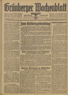 Grünberger Wochenblatt: Tageszeitung für Stadt und Land, No. 62. (14./15. März 1942)