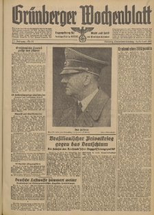 Grünberger Wochenblatt: Tageszeitung für Stadt und Land, No. 90. (18./19. April 1942)