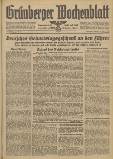 Grünberger Wochenblatt: Tageszeitung für Stadt und Land, No. 91. (20. April 1942)