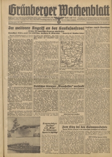 Grünberger Wochenblatt: Tageszeitung für Stadt und Land, No. 190. (15./16. August 1942)