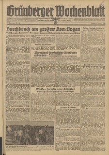 Grünberger Wochenblatt: Tageszeitung für Stadt und Land, No. 191. (17. August 1942)
