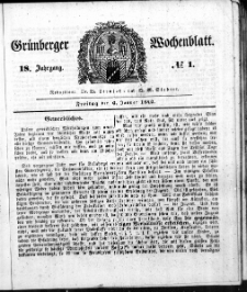 Grünberger Wochenblatt, No. 1. (6. Januar 1842)