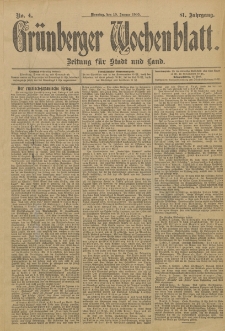 Grünberger Wochenblatt: Zeitung für Stadt und Land, No. 4. (10. Januar 1905)